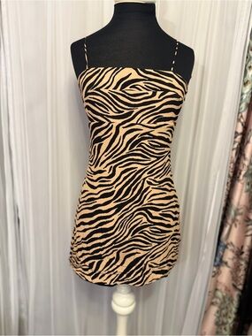 Skylar + Madison Zebra Print Mini Dress Small Y2K Animal Print